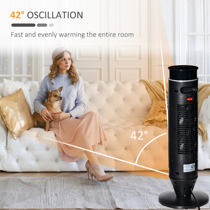 MCL 21 Inch Space Heater, 1000W/2000W Ceramic Electric Heater and Fan, Overheating & Tip-Over Protection, 8H Timer, 42° Oscillation, Portable Heater for Home