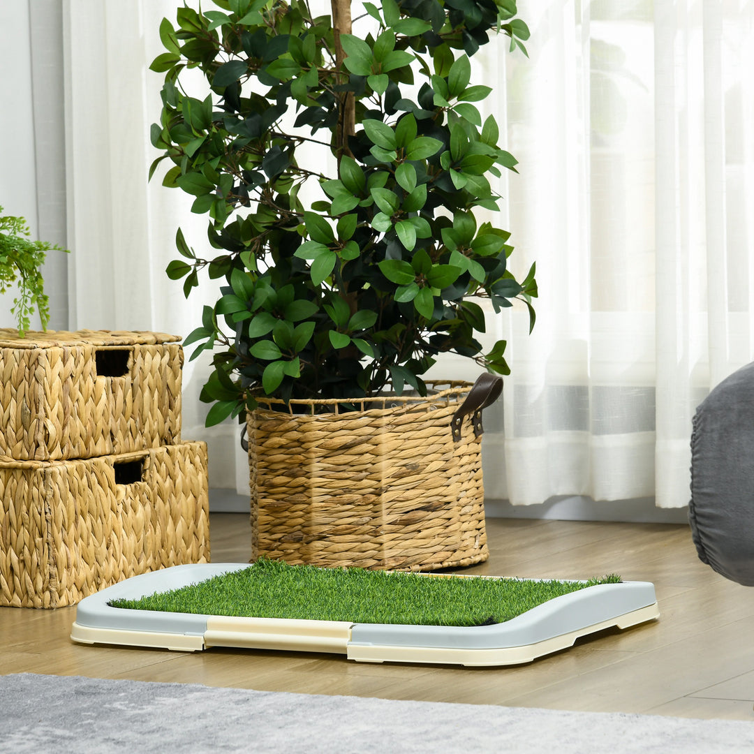Puppy Training Pad, Indoor Portable Puppy Pad, with Artificial Grass, Grid, Panel, Tray, 63 x 48.5cm