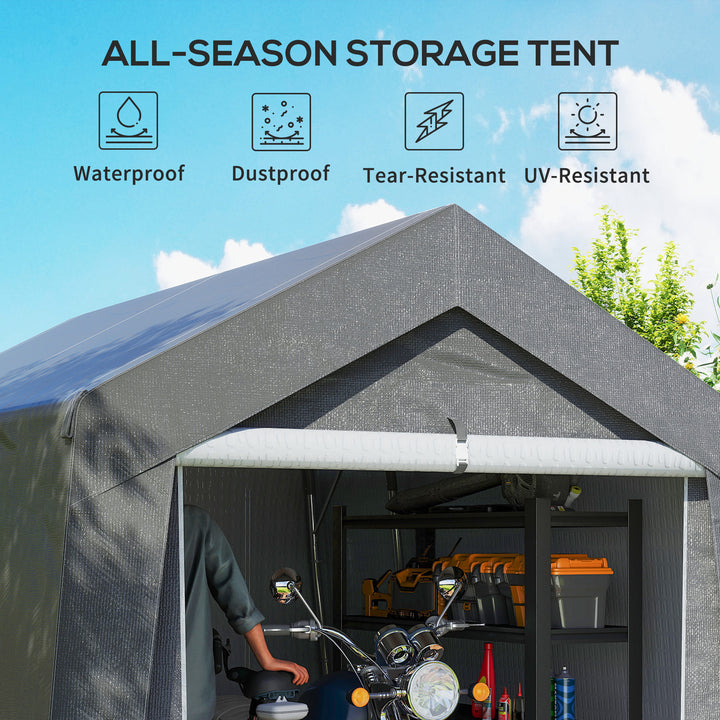 3.6 x 2.1m Portable Outdoor Shed, with Window - Dark Grey