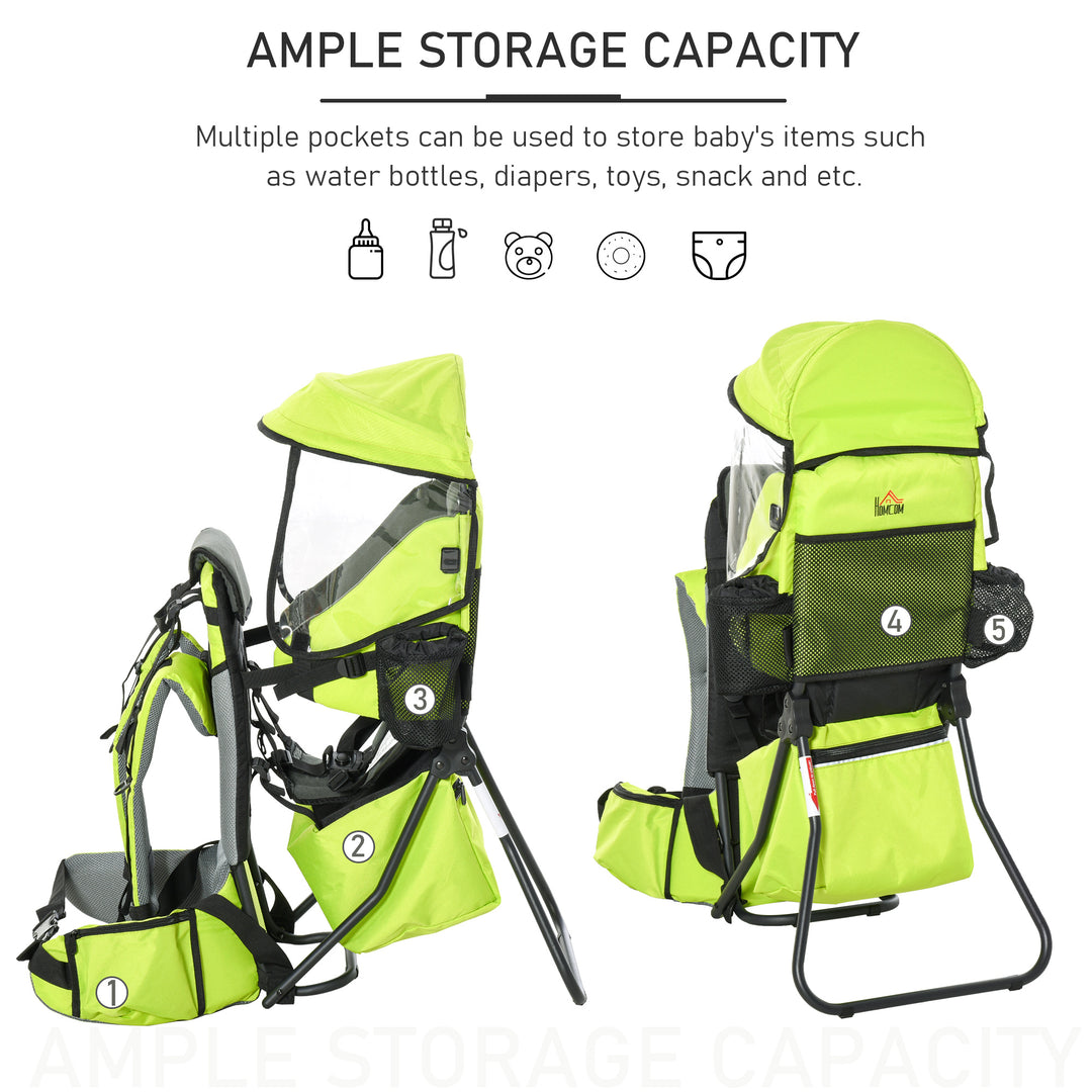 Baby Hiking Backpack Carrier Child Carrier with Ergonomic Hip Seat Detachable Rain Cover Adjustable Straps Stand for Toddler 6 - 36 Months Green