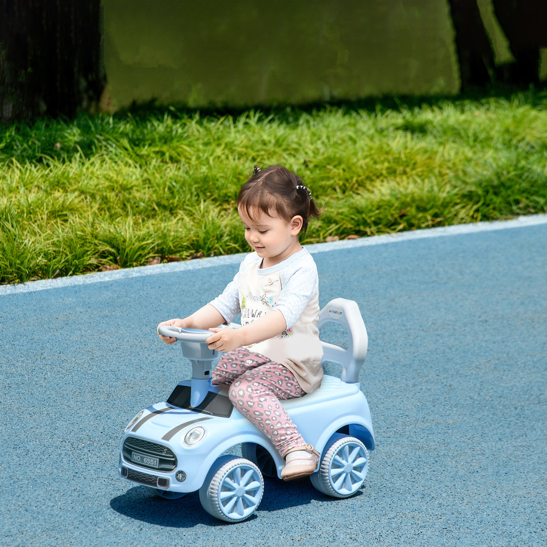 AIYAPLAY Foot To Floor Ride On Car Sliding Car w/ Air Horn, Anti-Over-Backwards, 18 to 36 Months - Light Blue