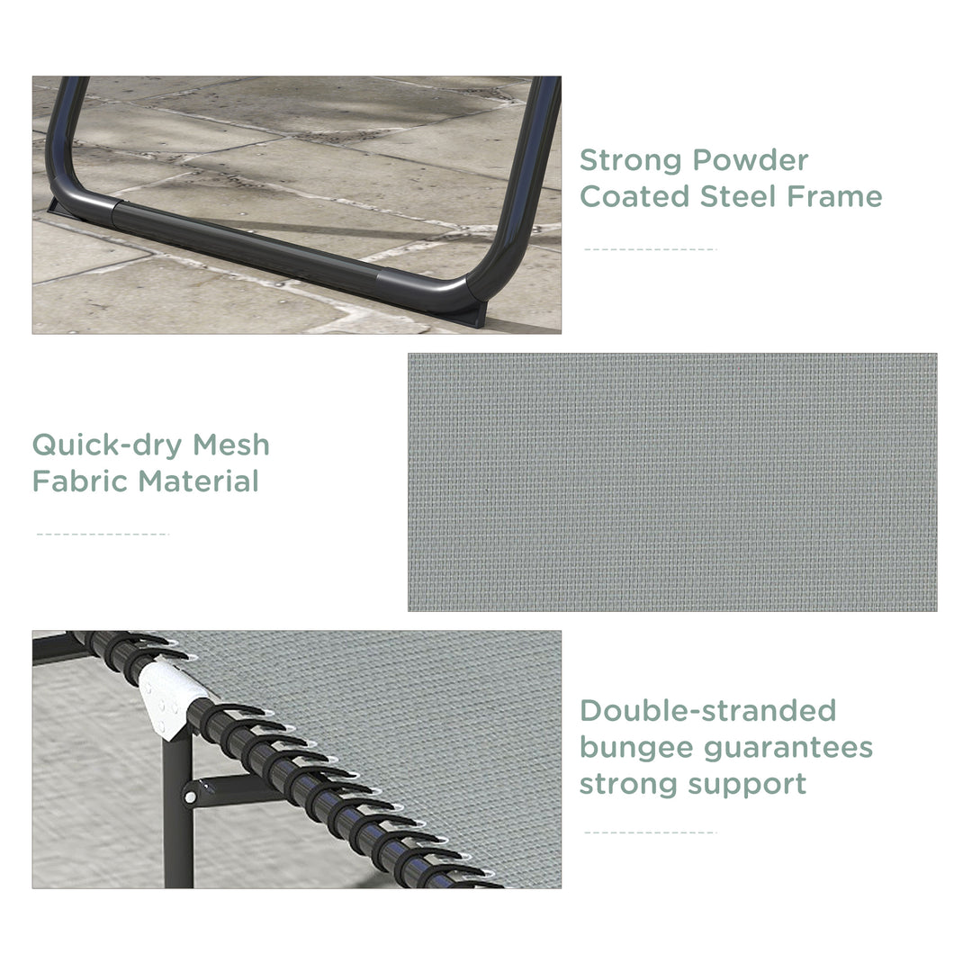Folding Sun Lounger, with Four-Position Back - Light Grey