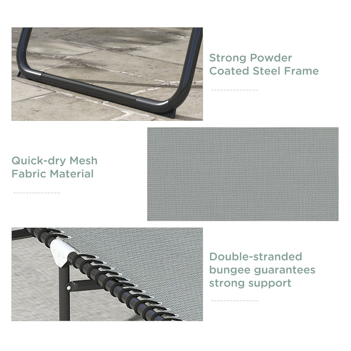 Folding Sun Lounger, with Four-Position Back - Light Grey