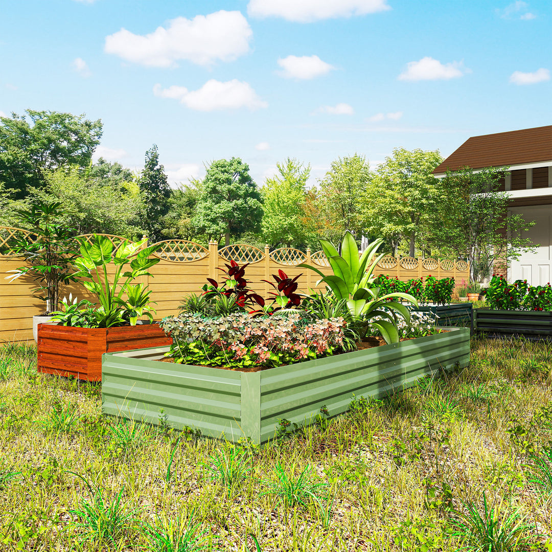 Metal Raised Garden Bed Planter Box Outdoor Planters for Growing Flowe