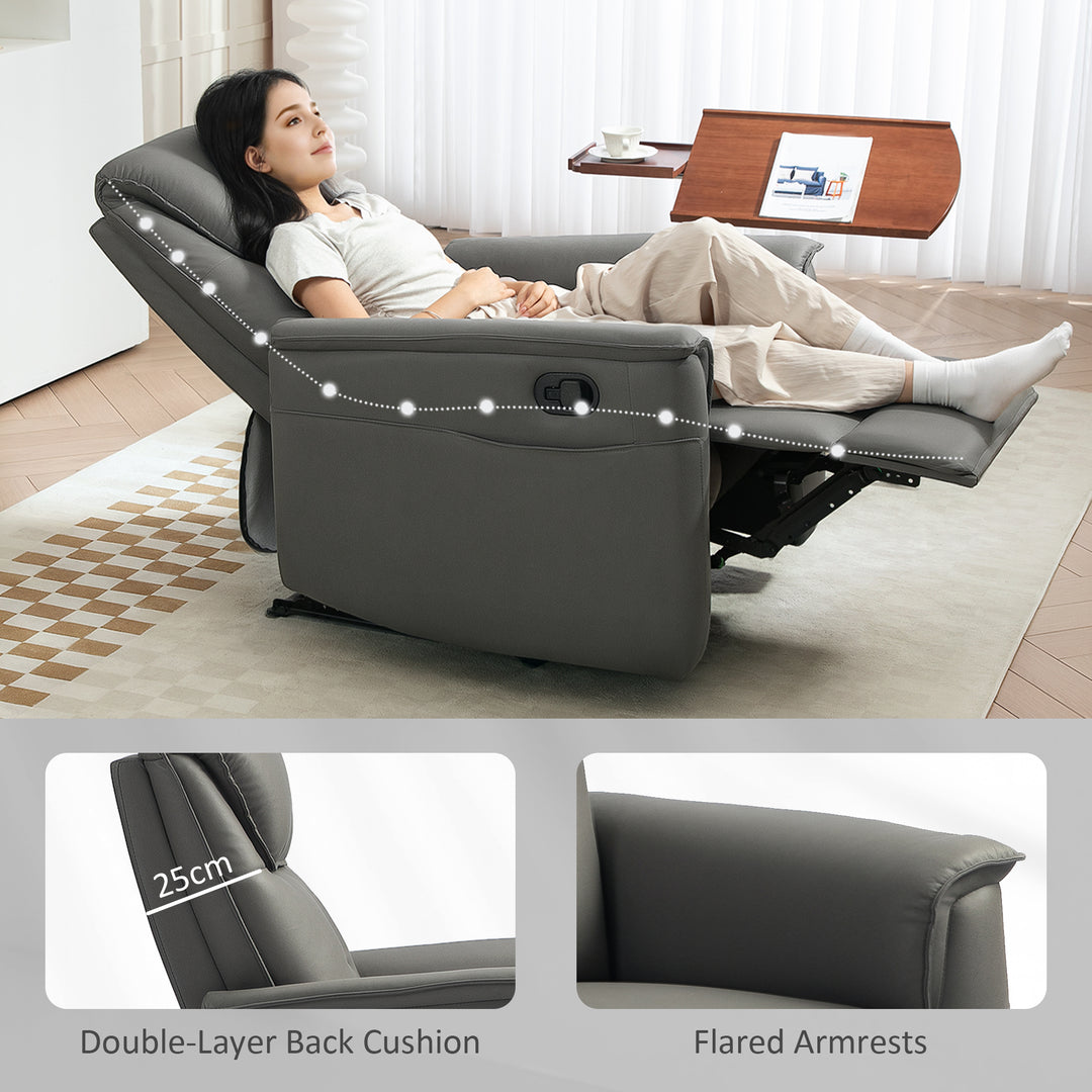 Recliner Armchair with Thick Padded Spring Cushion, Microfibre Manual Reclining Chair with Adjustable Leg Rest, Side Pockets for Living Room, Bedroom, Light Grey