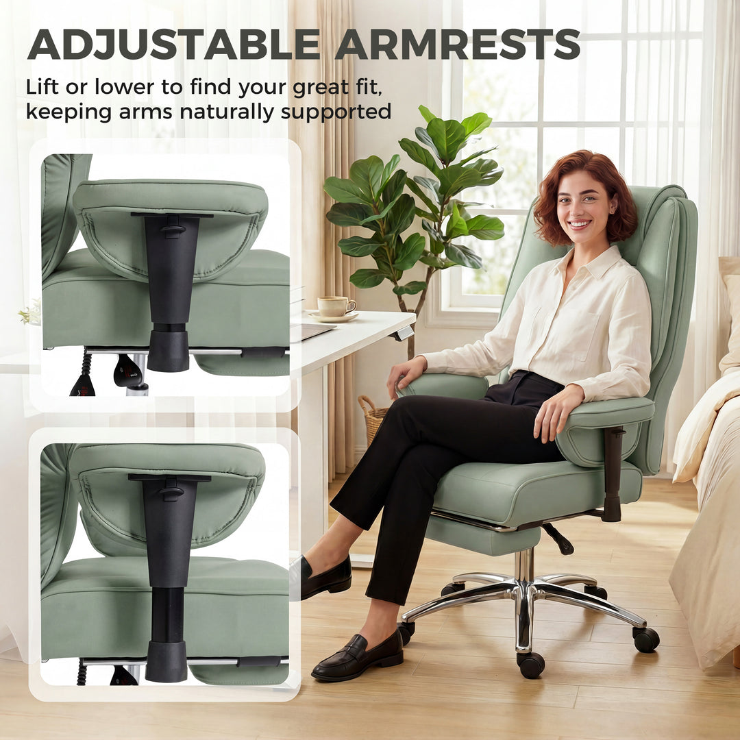 Executive Office Chair, Reclining Desk Chair with Footrest, Adjustable