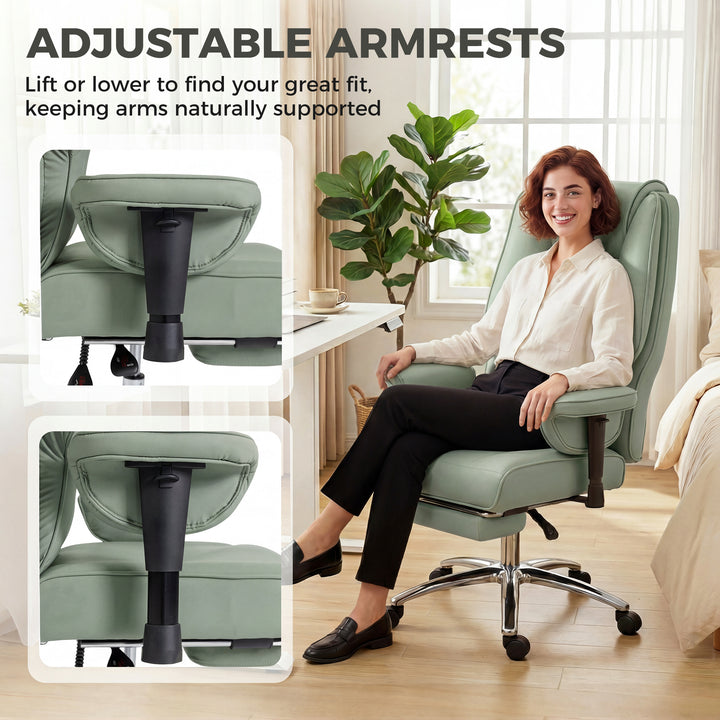Executive Office Chair, Reclining Desk Chair with Footrest, Adjustable