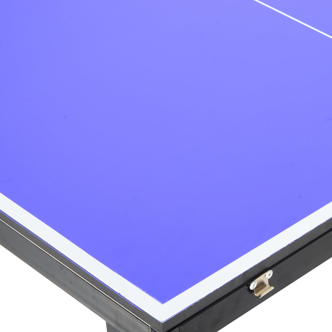 Folding 5ft Mini Compact Table Tennis Top Ping Pong Table Set Professional Net Games Sports Training Play Blue