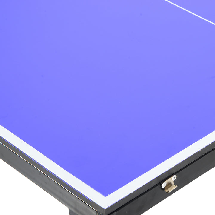 Folding 5ft Mini Compact Table Tennis Top Ping Pong Table Set Professional Net Games Sports Training Play Blue