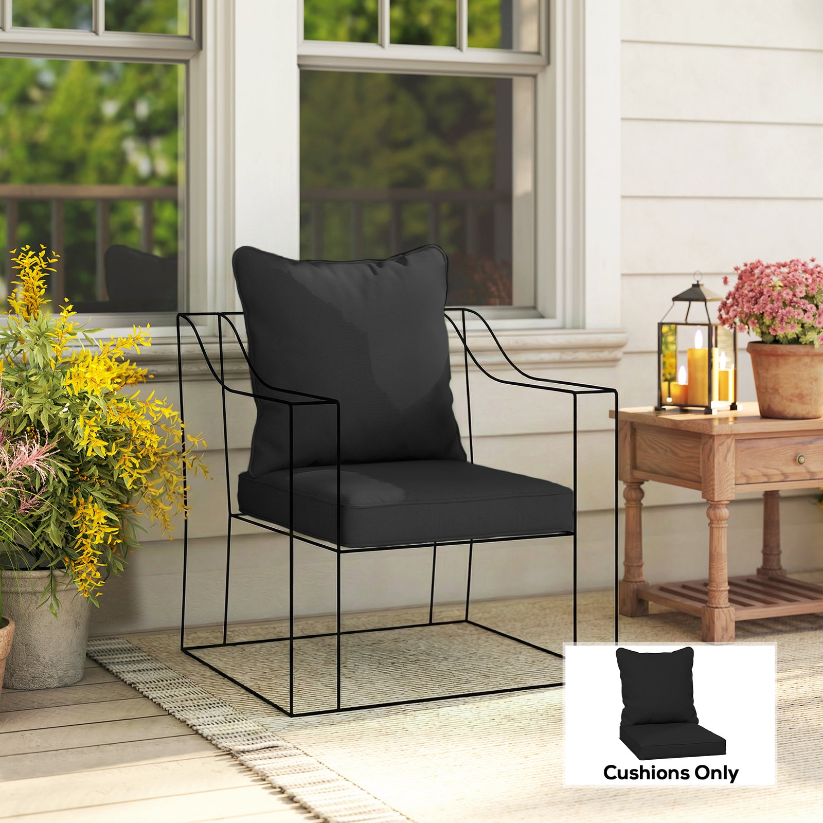 Seat and Back Padded Cushion Set, CUSHION ONLY - Black