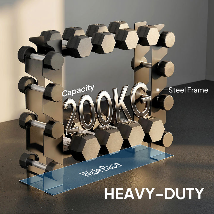 4-Tier Dumbbell Rack, Heavy-Duty Weight Rack for Dumbbells, Kettlebell