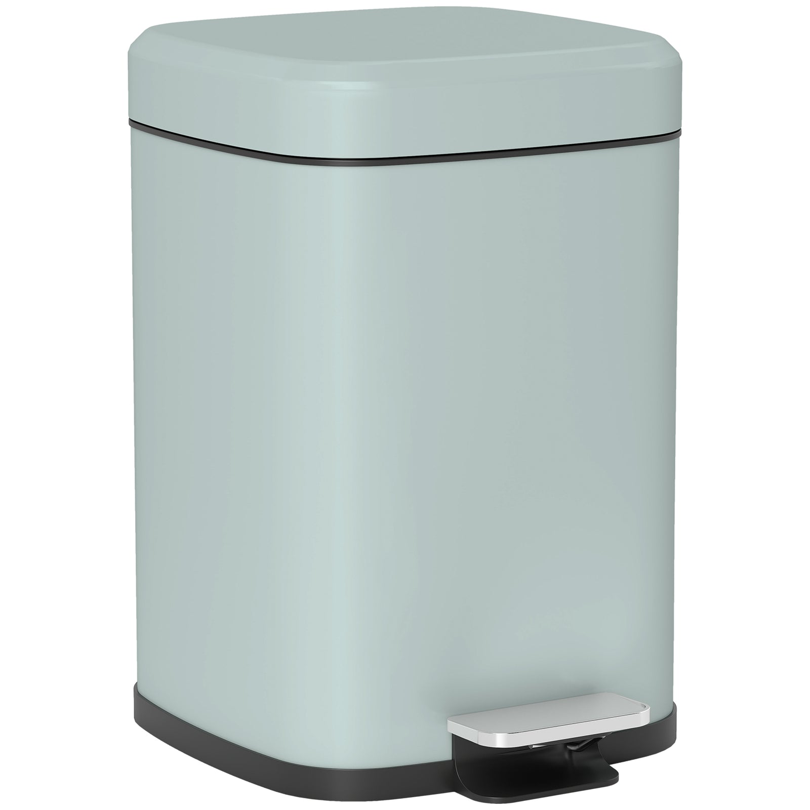 12L Modern Boxy Metal Home Kitchen Bin - Light Green