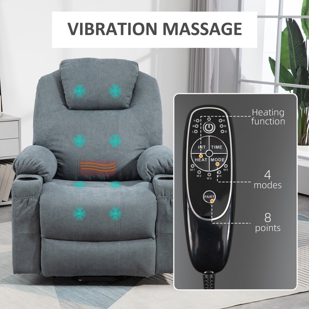 Lift-And-Recline Massage Armchair, with Heat - Grey