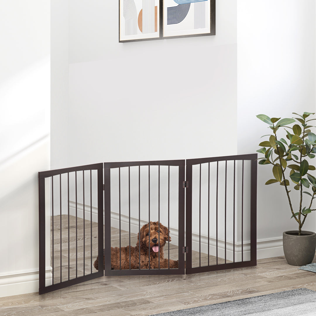3 Panel Stair Gate Foldable Dog Door Gate Indoor Free Standing Safety Gate Pet Barrier 76cm Height