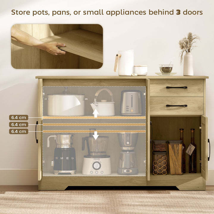 Sideboard with 2 Drawers Modern Storage Cabinet, Kitchen Cupboard with