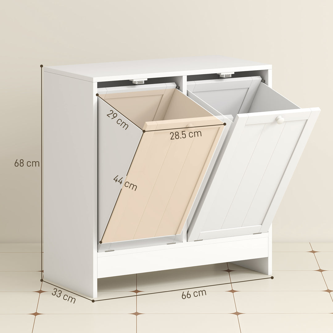Double Hamper Laundry Storage Cabinet - White