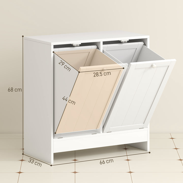 Double Hamper Laundry Storage Cabinet - White