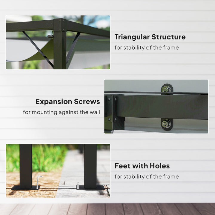 3 x 3 m Pergola, with Sliding Canopy - Grey
