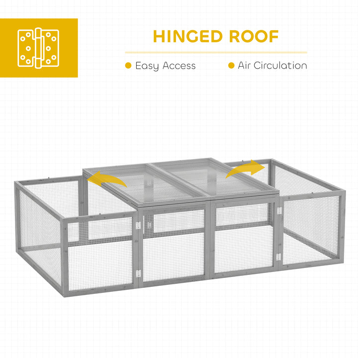 Wooden Rabbit Hutch Cage 6ft with Wire Mesh, Openable Roof, Play Space