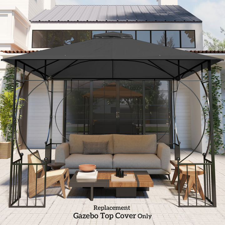 3x3(m) Replacement Gazebo Canopy, Double Tier Roof Top for Garden, Patio, Outdoor, Black (TOP ONLY)