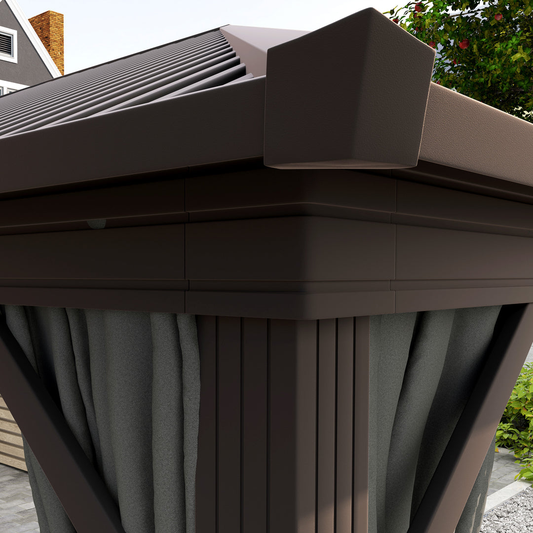 3.6 x 3 m Aluminium Hardtop Gazebo, with Accessories - Dark Grey
