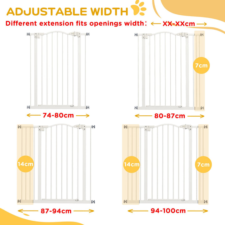 PawHut Metal Pet Safety Gate Dog Gate Folding Fence, White | Aosom UK