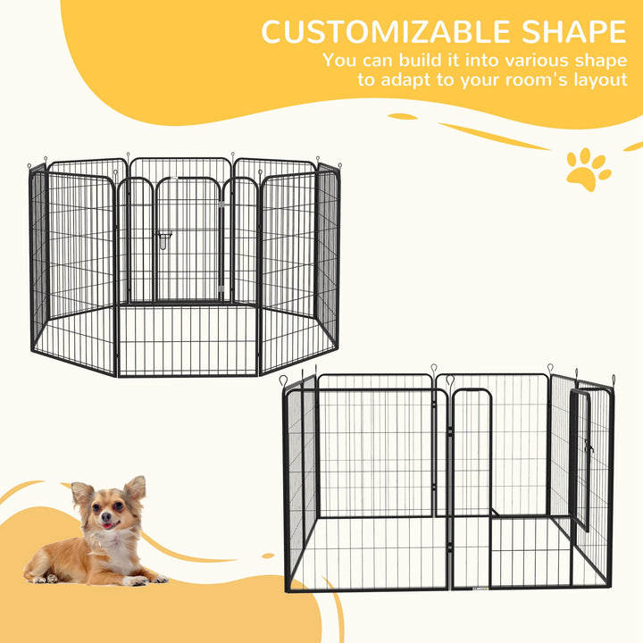 PawHut Heavy Duty 8 Panel Dog Play Pen Pet Playpen for Puppy Rabbit Enclosure Foldable Indoor Outdoor 80 x 100 cm | Aosom UK