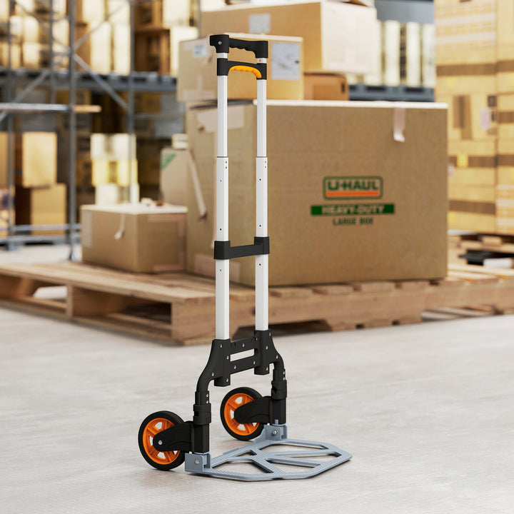 MCL Folding Sack Truck, 70kg Lightweight Hand Truck with Wheels, Foldable Trolley Cart with Telescoping Handle for Warehouse, Office, Luggage, Silver Tone