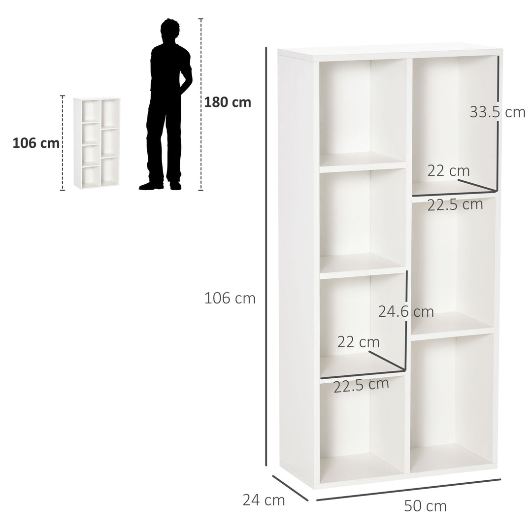 Seven-Cube Bookcase - White Wood Effect