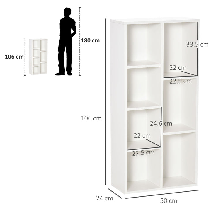 Seven-Cube Bookcase - White Wood Effect