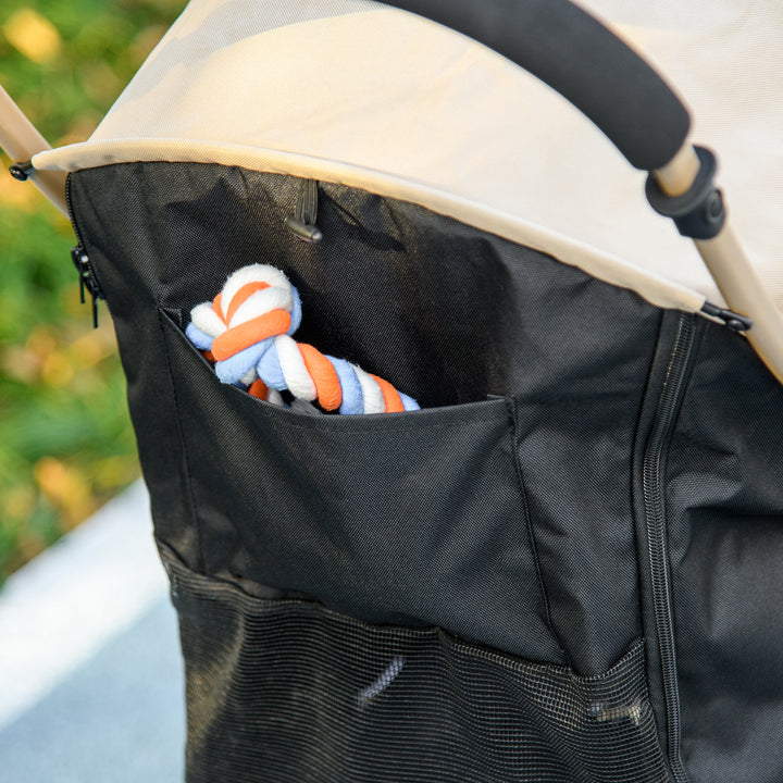 Pet Stroller for Small and Miniature Dogs, with Rain Cover - Khaki