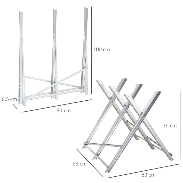 MCL Portable Sawhorse Heavy Duty Steel Adjustable Work Support, Foldable Sawhorse Stand 100 kg Weight Capacity, Silver Tone