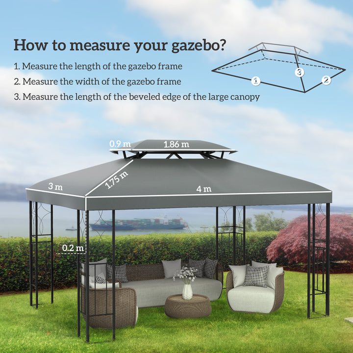 Gazebo Roof Replacement, for 3 x 4m Frames - Grey