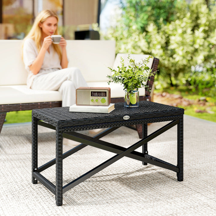 Outdoor Coffee Table Side Table with X-Shape Frame for Patio, Balcony,
