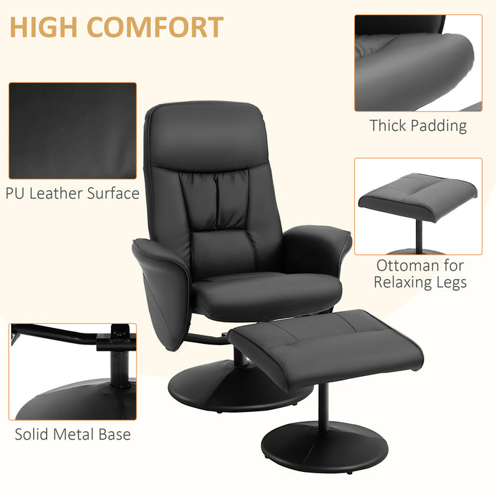 Executive Recliner Chair High Back and Footstool, HOMCOM Armchair Lounge Seat Black | Aosom UK