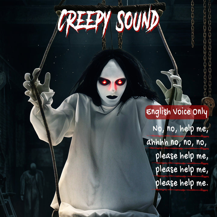 170cm Animated Hanging Swing Ghost Halloween Decoration, Sound Touch A