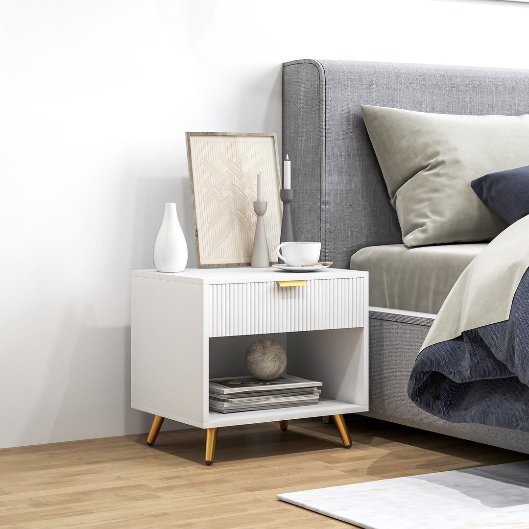 Elegant Bedside Table, with Drawer and Shelf - / Tone