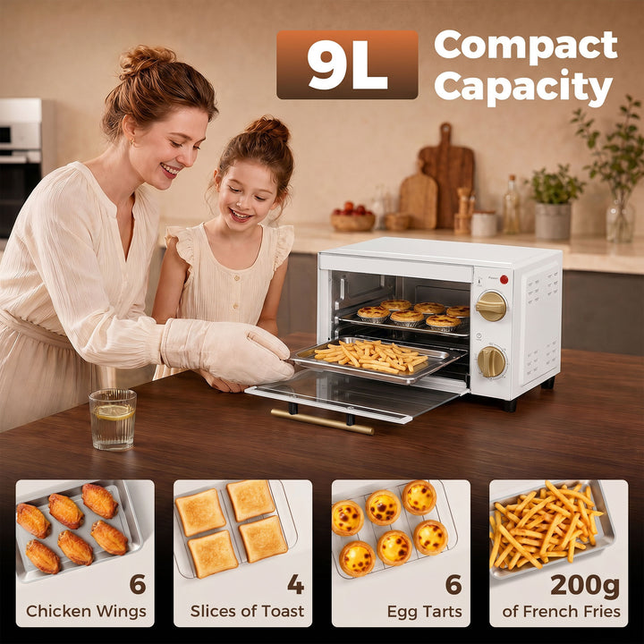 Mini Oven, 9L Countertop Electric Grill, Toaster Oven with Adjustable 