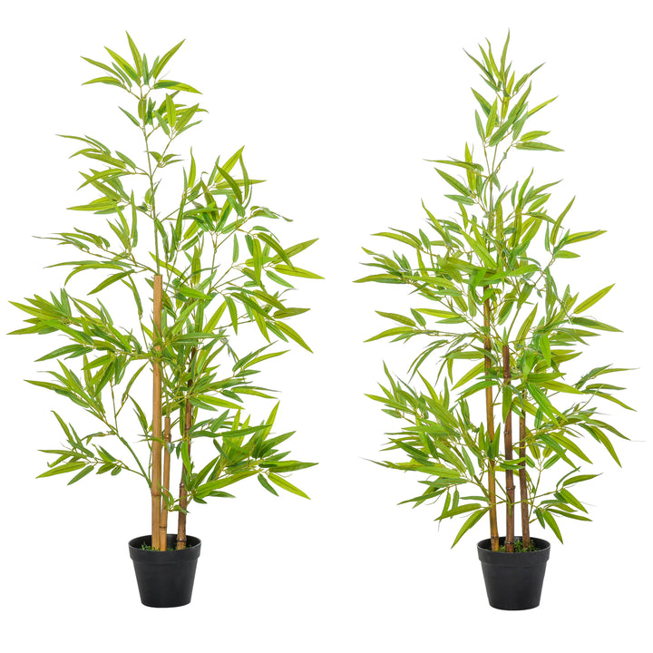 Outsunny Artificial Bamboo Trees, Set of 2, Decorative Plant with Nursery Pot, for Indoor Outdoor Use, 120cm | Aosom UK