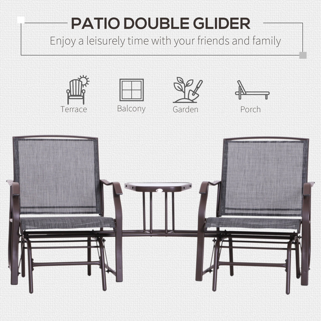 Gliding Jack and Jill Seat, with Glass-Top Table - Brown/Grey