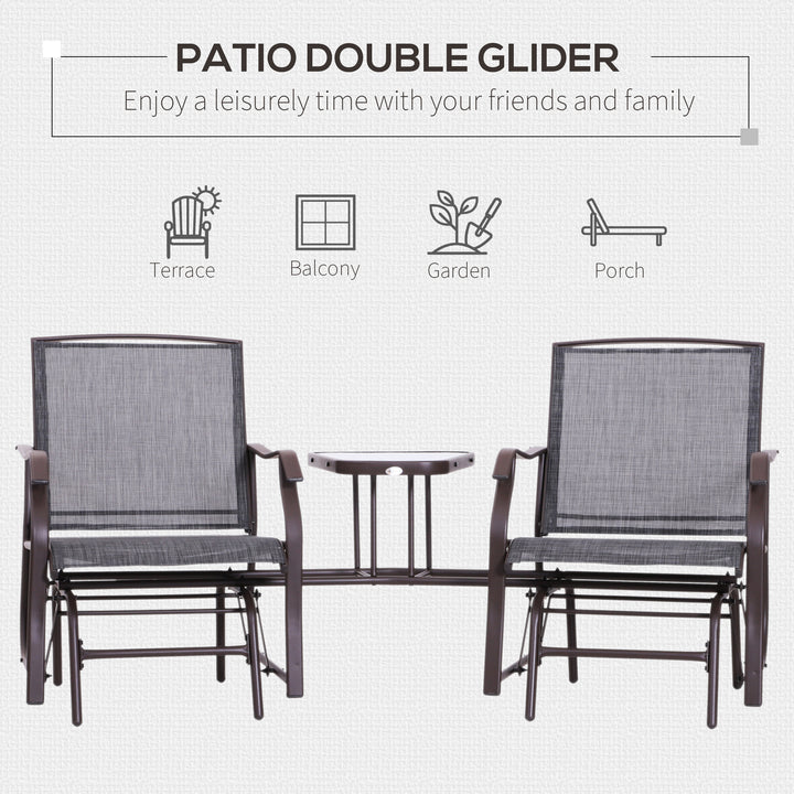 Gliding Jack and Jill Seat, with Glass-Top Table - Brown/Grey