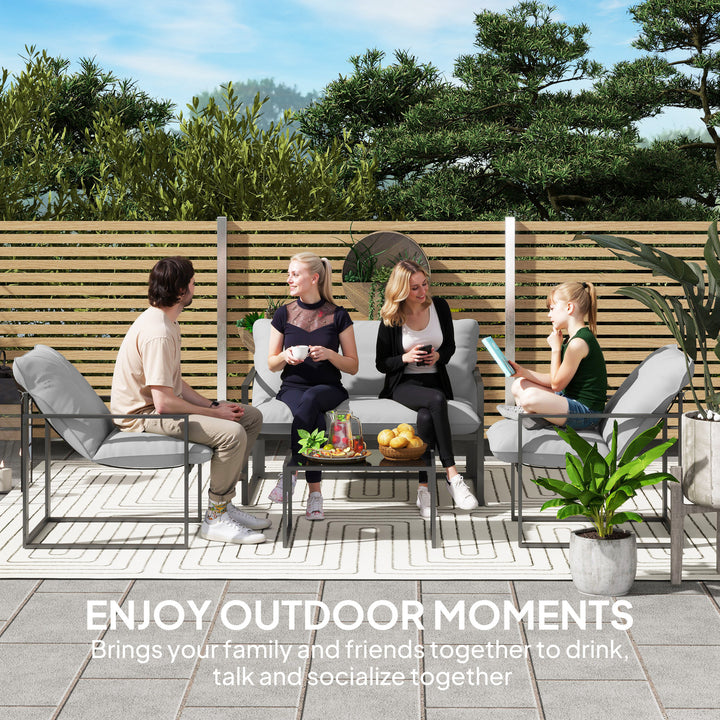 Four-Piece Relaxed Back Garden Dining Set - Black/Light Grey