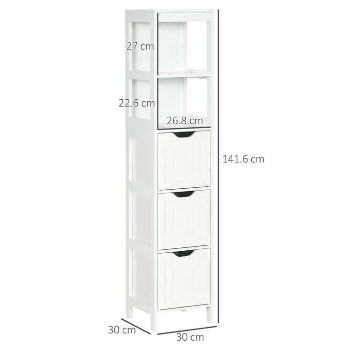Narrow Floor Cabinet, Bathroom Cabinet with 3 Drawers and 2 Open Shelv