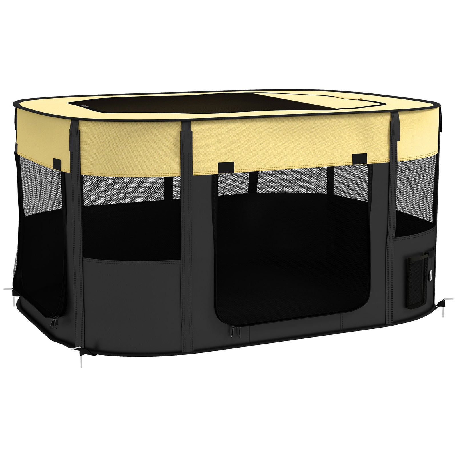 Foldable Dog Pen with Storage Bag for Indoor/Outdoor Use, Portable Pet playpen, with Ground Stakes - Yellow