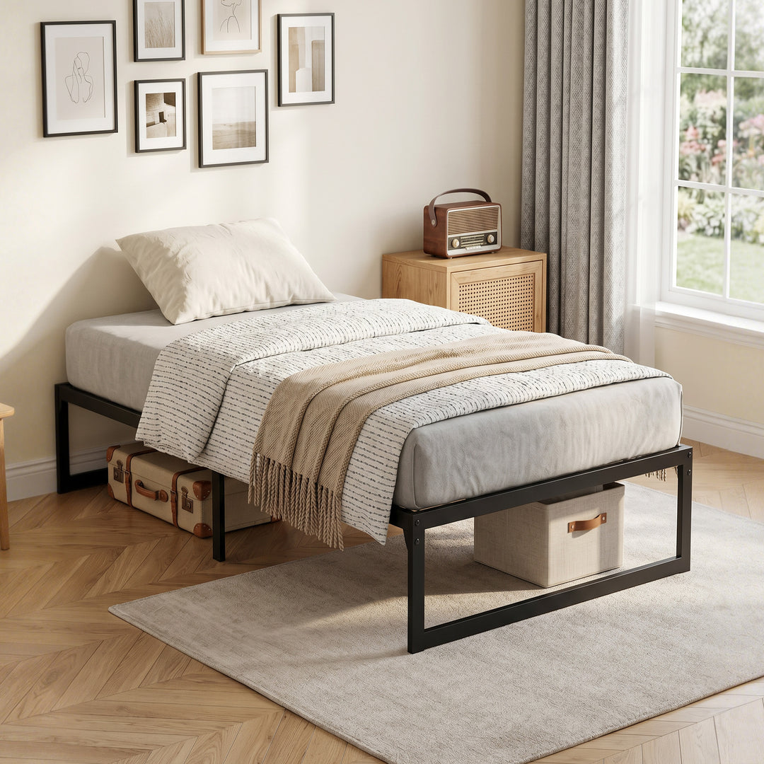 3ft Single Bed Frame with Underbed Storage and Steel Slat Support, 32.