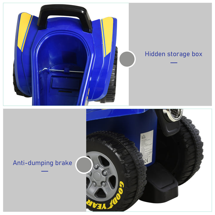 Baby Quad Bike Kids Ride On Car Goodyear Licensed Walker Foot To Floor Slider NO POWER w/ Lights Horn Storage Blue for 18-36 Months