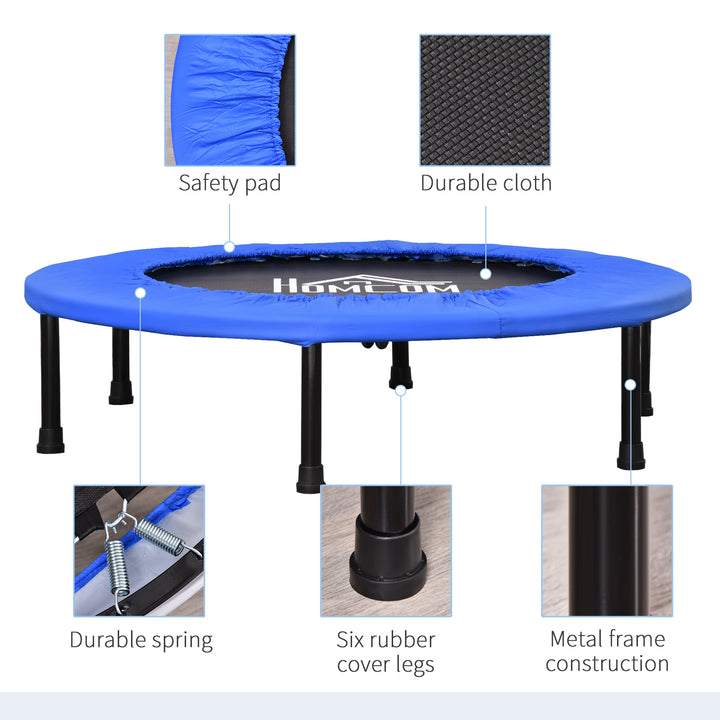 Φ91 Mini Fitness Trampoline Home Gym Yoga Exercise Rebounder Indoor Outdoor Jumper with Safety Pad, Support Up to 100 KG, Blue and Black
