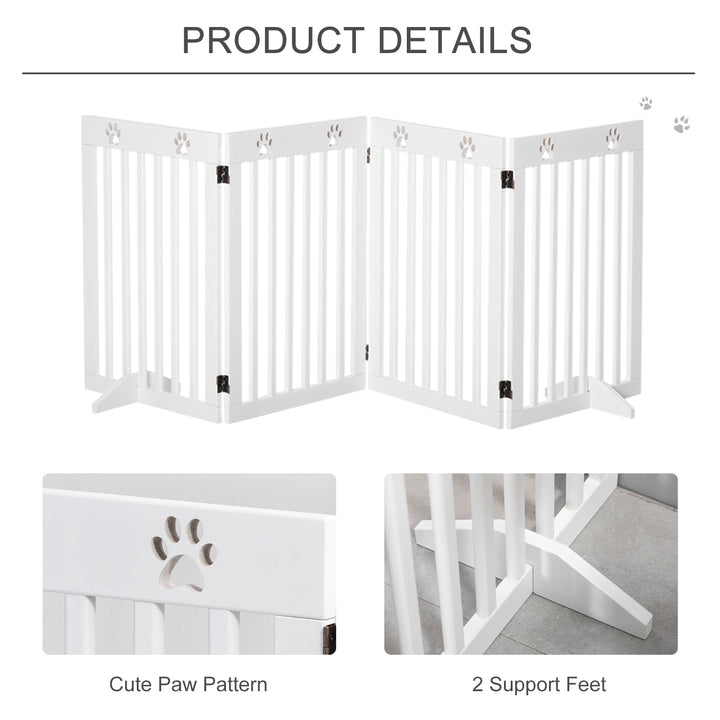 MCL Wooden Pet Gate Foldable Freestanding Dog Safety Barrier w/ Support Feet