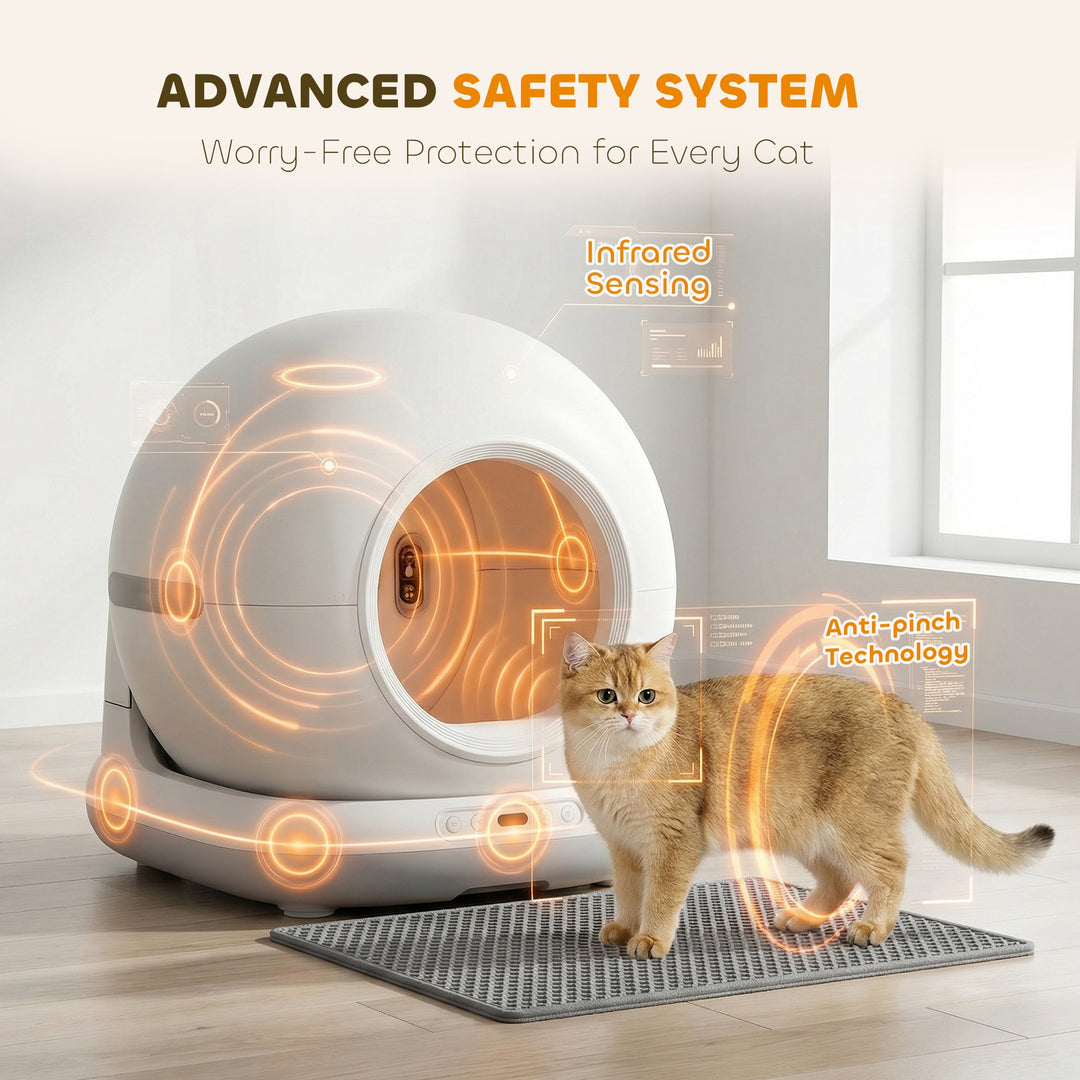72L Self Cleaning Cat Litter Tray Automatic Cat Litter Box APP Control