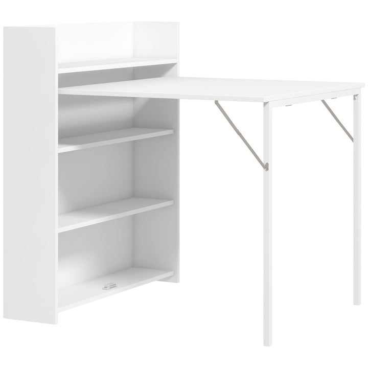 Kitchen Table, Folding Dining Table, with 4-Tier Shelves, Modern Drop-